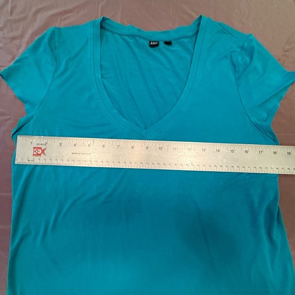Saks Fifth Avenue Blue/Green V-neck Short Sleeve Top Size XL - Picture 6 of 7